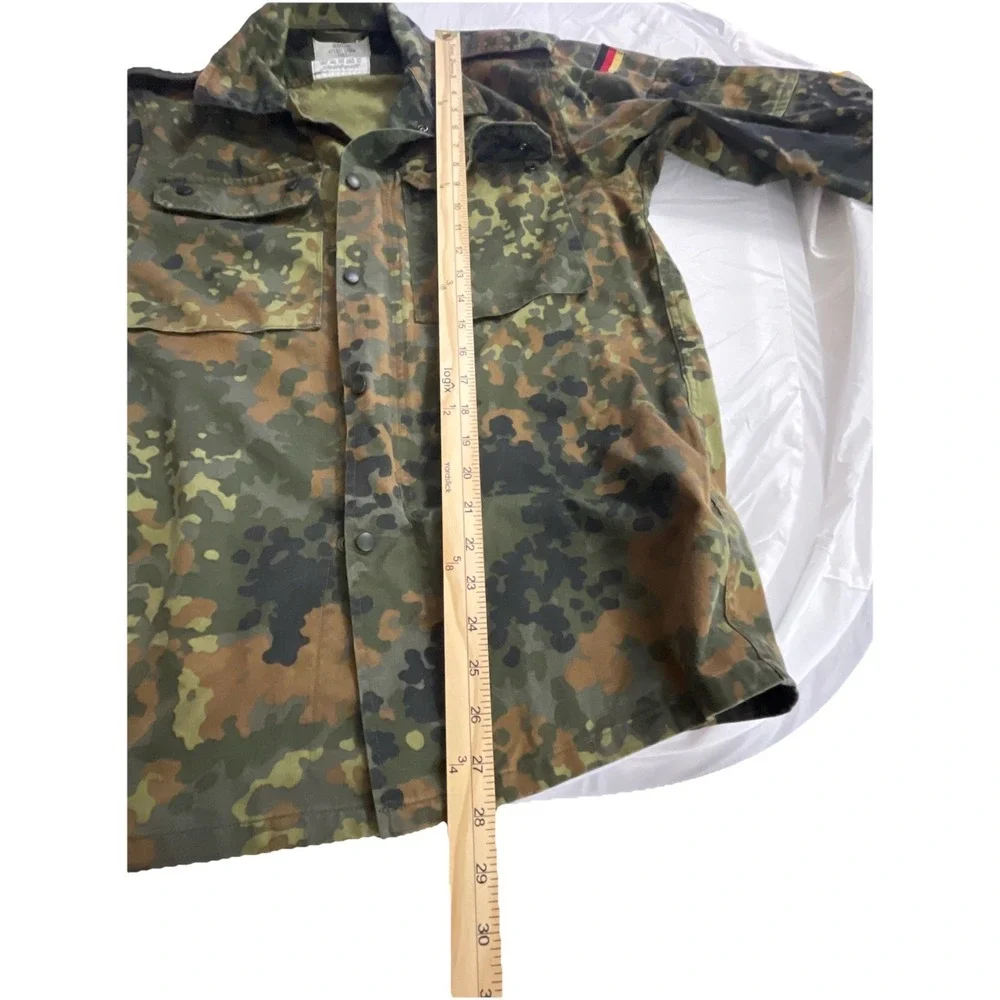 German Bundeswehr Flecktarn Camo Shirt Zip And Snap Closer‎ Long Sleeve Unisex
